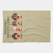 メリークリスマス – サンタ鶏4羽 キッチンタオル (横)