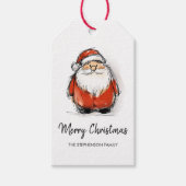 メリークリスマス サンタ かわいいスケッチイラスト ギフトタグ (正面)