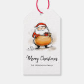 メリークリスマス サンタ かわいいスケッチイラスト ギフトタグ (正面)