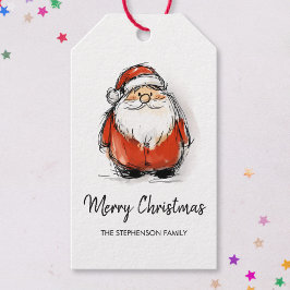 メリークリスマス サンタ かわいいスケッチイラスト ギフトタグ
