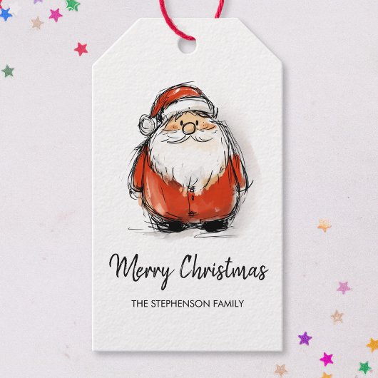 メリークリスマス サンタ かわいいスケッチイラスト ギフトタグ