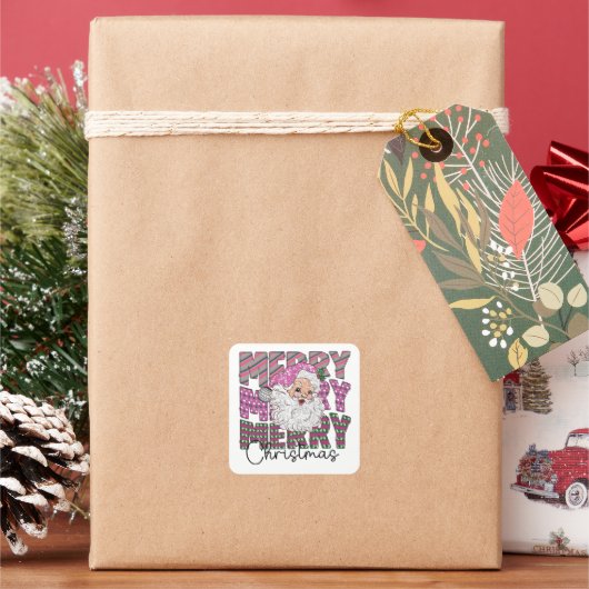 メリークリスマス サンタ クリスマス休日のステッカー スクエアシール (クリスマス)