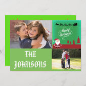 メリークリスマス サンタ クローブ 鹿 赤い雪だるま ツリー シーズンカード (正面/裏面)