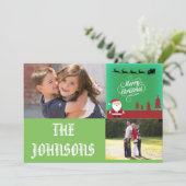 メリークリスマス サンタ クローブ 鹿 赤い雪だるま ツリー シーズンカード (スタンド正面)