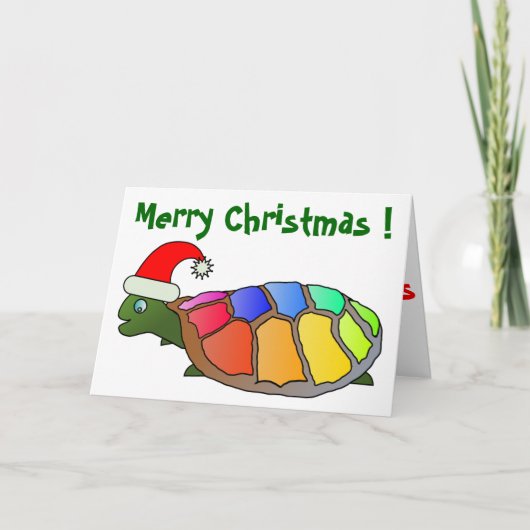 "メリークリスマス" サンタ タートル シーズンカード (正面)