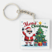 メリークリスマス | サンタ&ツリーデザイン キーホルダー (正面)