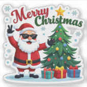 メリークリスマス | サンタ&ツリーデザイン シール (正面)