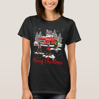 メリークリスマス サンタ トナカイ ドーベルマン レッド Tシャツ