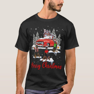 メリークリスマス サンタ トナカイ ドーベルマン レッド Tシャツ