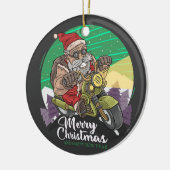 メリークリスマス サンタ バイク乗り セラミック オーナメント (左)