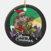 メリークリスマス サンタ バイク乗り セラミック オーナメント (裏面)