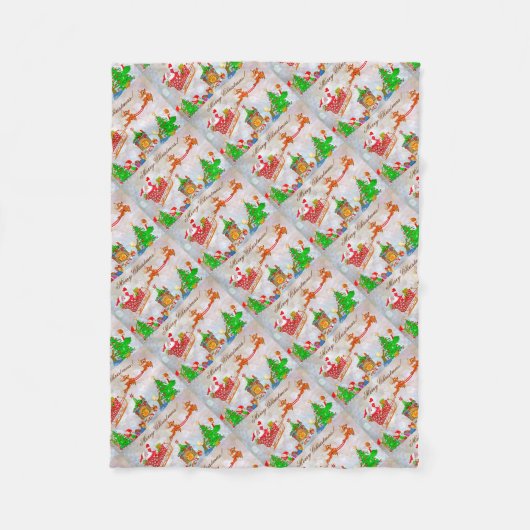 メリークリスマス・サンタ、プレゼント フリースブランケット (正面)