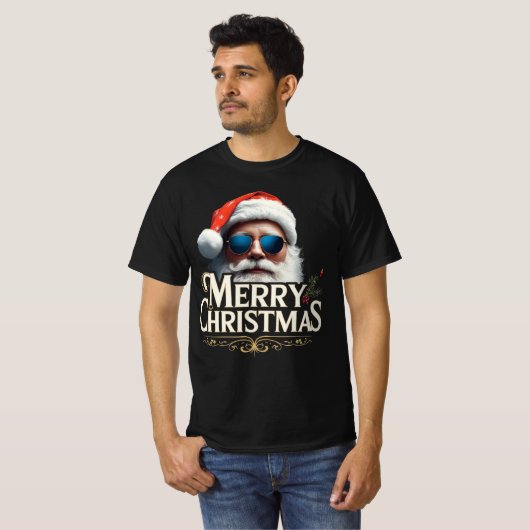 メリークリスマス サンタ – 楽しいホリデー Tシャツ (正面フル)