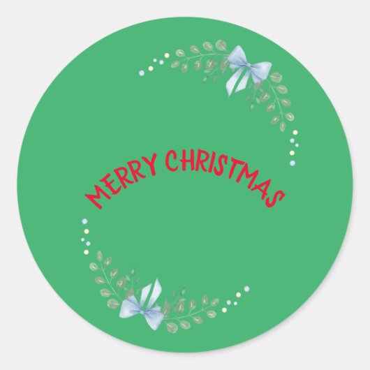 メリークリスマス サークル グリーン おもしろ ステッカー (正面)