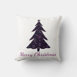 メリークリスマス、シルエットツリー、カラフルバブル クッション