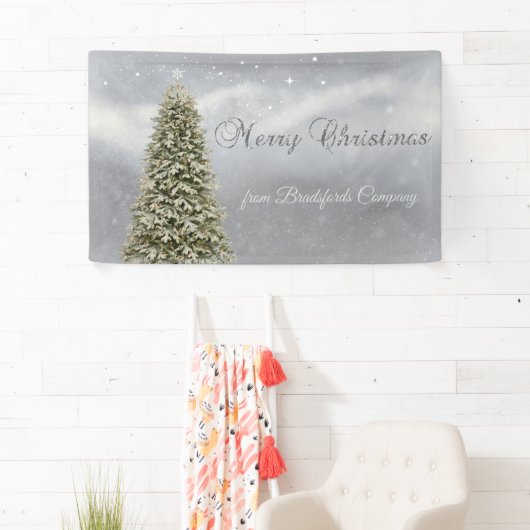 メリークリスマス、シルバークリスマスツリー会社 横断幕 (インサイチュ)