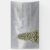 メリークリスマス、シルバークリスマスツリー会社 横断幕 (縦)