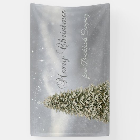 メリークリスマス、シルバークリスマスツリー会社 横断幕 (縦)