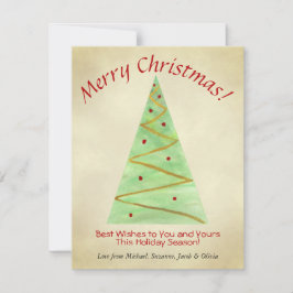 メリークリスマス！　シンプルな水彩のクリスマスツリー シーズンカード