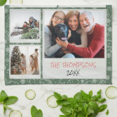 メリークリスマス シンプルな落書き 5枚の写真入り家族ギフト キッチンタオル (折り畳み)
