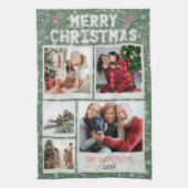 メリークリスマス シンプルな落書き 5枚の写真入り家族ギフト キッチンタオル (縦)