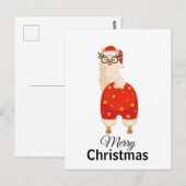 メリークリスマス シンプル かわいい カートゥーン サンタ ラマ ポストカード (正面/裏面)