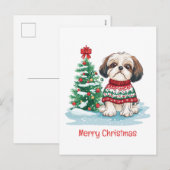 メリークリスマス シーツゥー サンタ 犬 シーズンポストカード (正面/裏面)