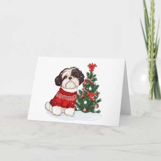 メリークリスマス シーツゥー 犬 シーズンカード (正面)