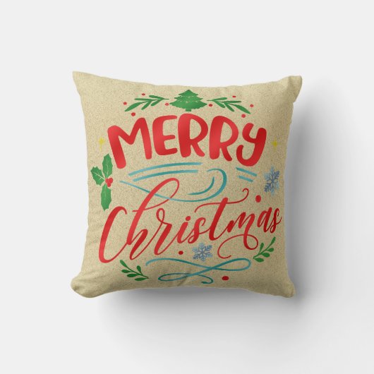 メリークリスマス ジュート風デザイン クッション (正面)