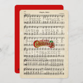 メリークリスマス、ジンルベル、ヴィンテージ楽譜 シーズンカード (正面/裏面)