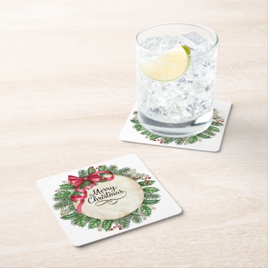 メリークリスマス スクエアペーパーコースター (インサイチュ)