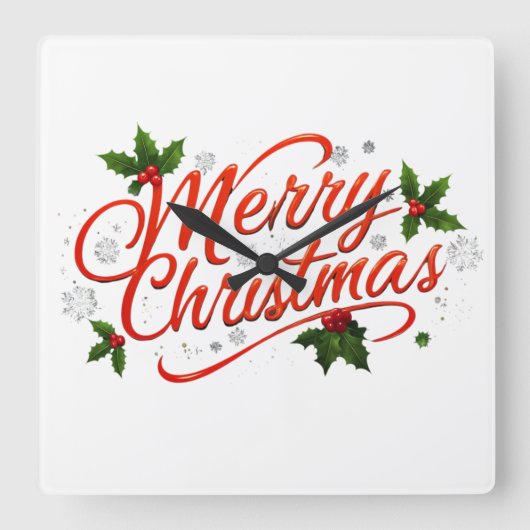 メリークリスマス スクエア壁時計 (正面)
