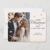 メリークリスマス!スクリプトフォント、ベージュ写真 シーズンカード (正面)