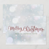 メリークリスマス スクリプト スノーフレーク オフィス シーズンカード (正面/裏面)