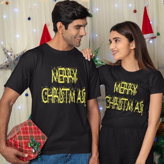 メリークリスマス スターリーナイト フォント Tシャツ
