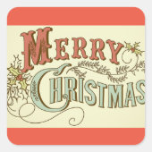 「メリークリスマス」ステッカー スクエアシール (正面)