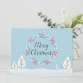 メリークリスマス |スノーかわいらし&ベリーリースクリスマス シーズンカード (スタンド正面)
