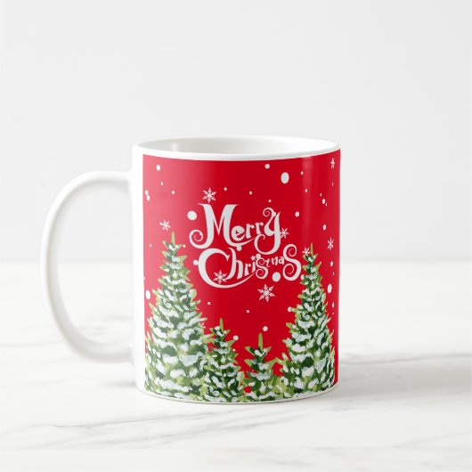 メリークリスマス スノーツリー クリスマスマグ コーヒーマグカップ (左)