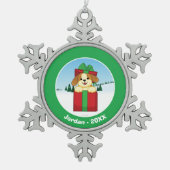 メリークリスマス! スノーフレークピューターオーナメント (正面)