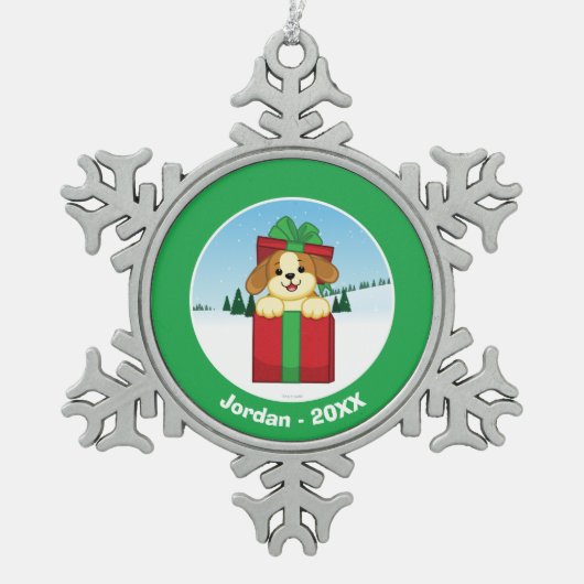 メリークリスマス! スノーフレークピューターオーナメント (正面)