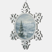 メリークリスマス スノーフレークピューターオーナメント (右)