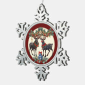 メリークリスマス スノーフレークピューターオーナメント (右)