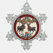 メリークリスマス スノーフレークピューターオーナメント (正面)