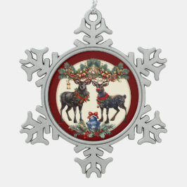 メリークリスマス スノーフレークピューターオーナメント