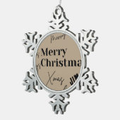 メリークリスマス スノーフレークピューターオーナメント (右)