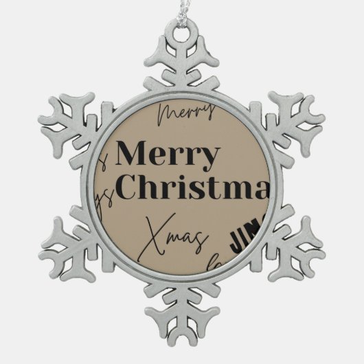 メリークリスマス スノーフレークピューターオーナメント (正面)