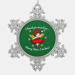 メリークリスマス スノーフレークピューターオーナメント