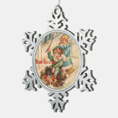 メリークリスマス スノーフレークピューターオーナメント (右)