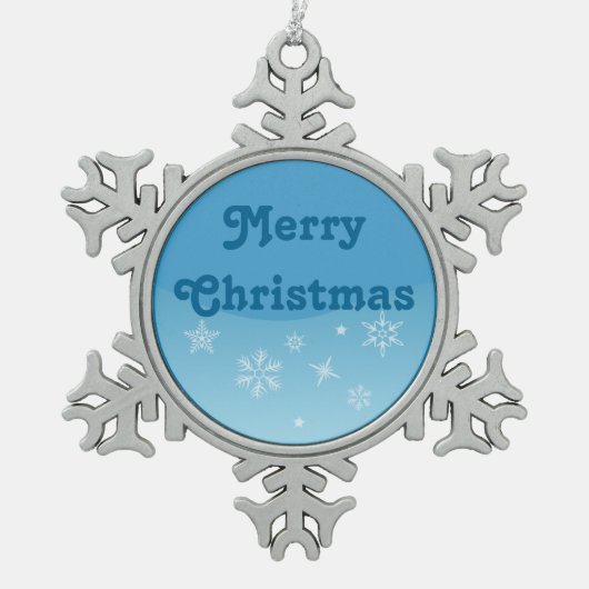 メリークリスマス スノーフレークピューターオーナメント (正面)