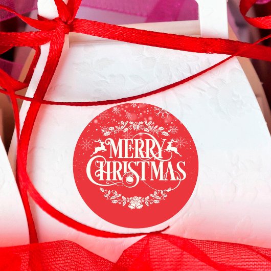メリークリスマス スノーフレーク ラウンドシール